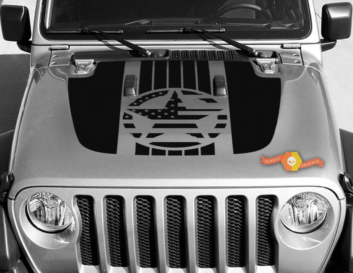 Military Star USA Flag Hauben-Vinylaufkleber für Jeep Wrangler & Gladiator