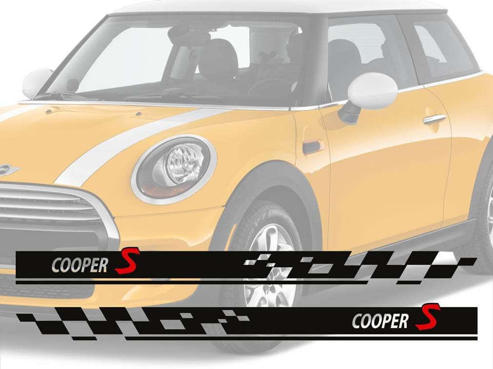 Cooper S Seiten-Kariert-Streifen Vinyl-Aufkleber-Set für Mini Cooper