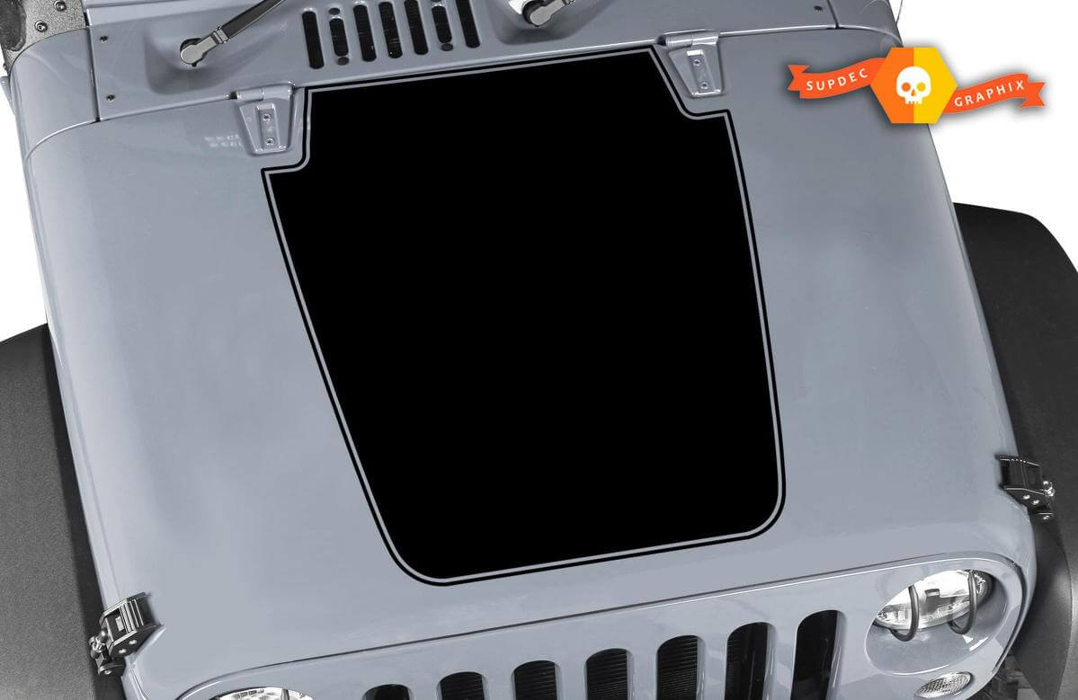 Jeep Aufkleber Motorhaube mit Zierleiste Vinyl Aufkleber in beliebigen Farben JK LJ TJ 2007–2018
