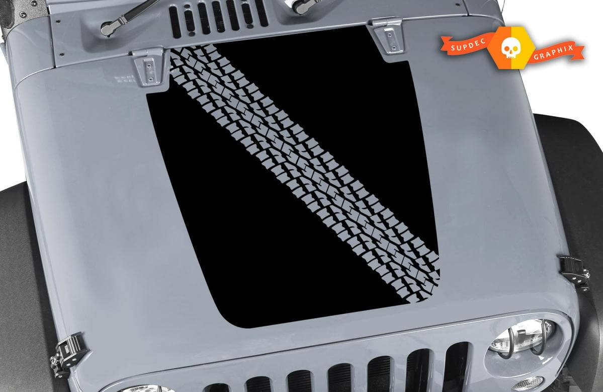 Reifenprofil Blackout Style Motorhauben Vinyl-Aufkleber für Jeep Wrangler