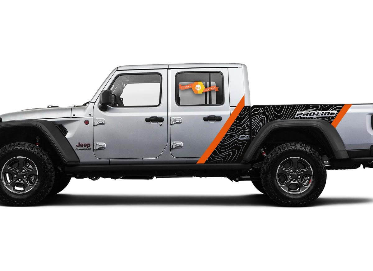 Pro-Line Topographische Karten Seiten-Vinyl-Aufkleber-Set für Jeep Gladiator