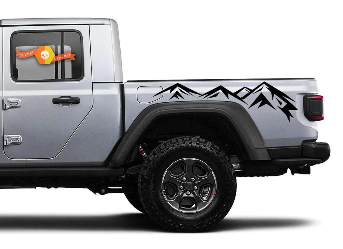 Jeep Gladiator 2 Side JT Large Mountain RangeSticker Aufkleber Aufkleber Factory Style Body Vinyl Graphic Stripes Kit 2018–2021
