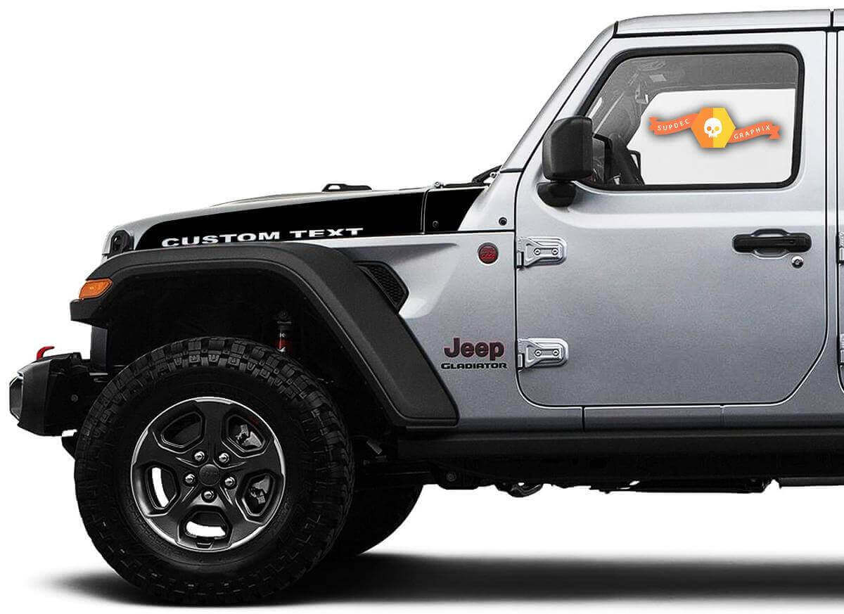 Individuelle Text Motorhauben-Lamellen-Vinylaufkleber im Paar für Jeep Wrangler und Gladiator