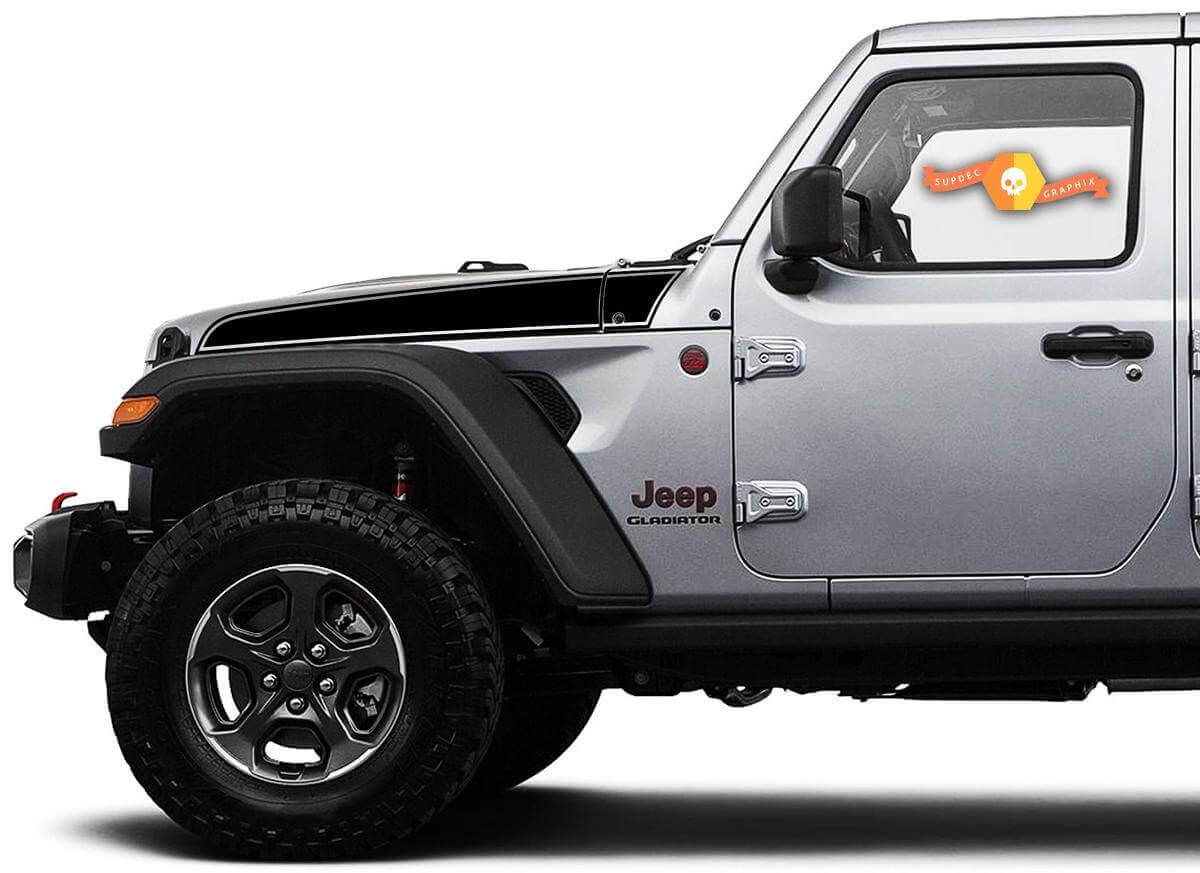 Konturseiten-Motorhaubenstreifen Vinyl-Aufkleber Paar für Jeep Wrangler & Gladiator