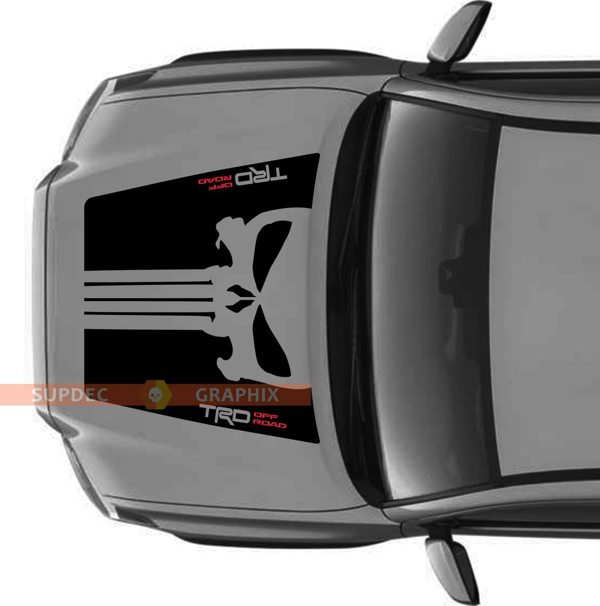 Punisher-Schädel TRD-Stil Haube ohne Lufteinlass Vinyl-Aufkleber für Toyota Tacoma 2016-2020