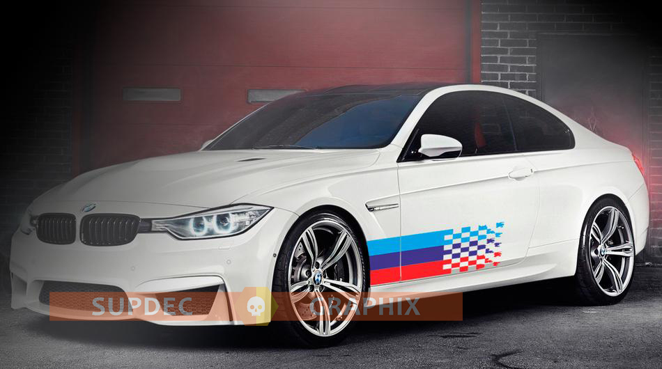 M Style Schachbrett-Flagge Seiten-Vinyl-Aufkleber für BMW M2