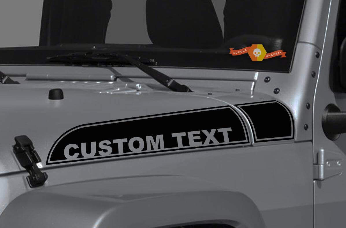 Custom Text Umriss Haubenstreifen Vinyl-Aufkleber-Set für Jeep Wrangler Gladiator