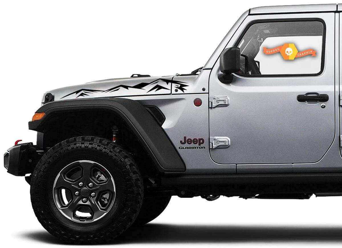 Mountain Hauben-Seiten-Vinylaufkleber Paar für Jeep Wrangler & Gladiator