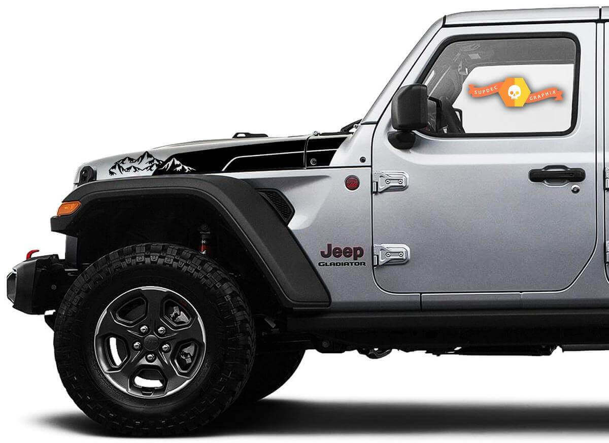 Mountains Style Motorhauben-Streifen Vinyl-Aufkleber für Jeep Wrangler Gladiator Rubicon
