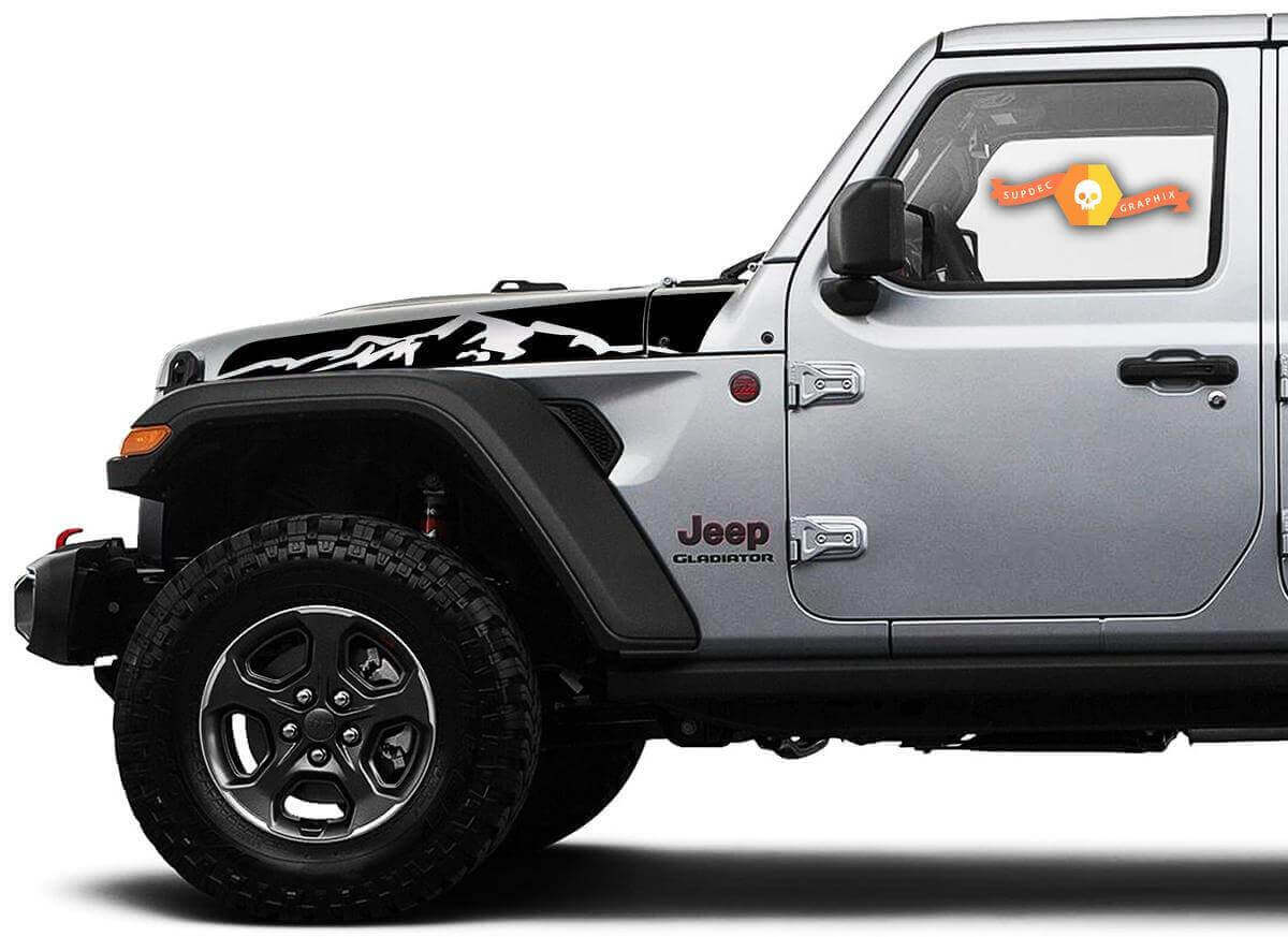 Mountains Style Motorhaubenstreifen Vinyl-Aufkleberset für Jeep Wrangler Gladiator Rubicon