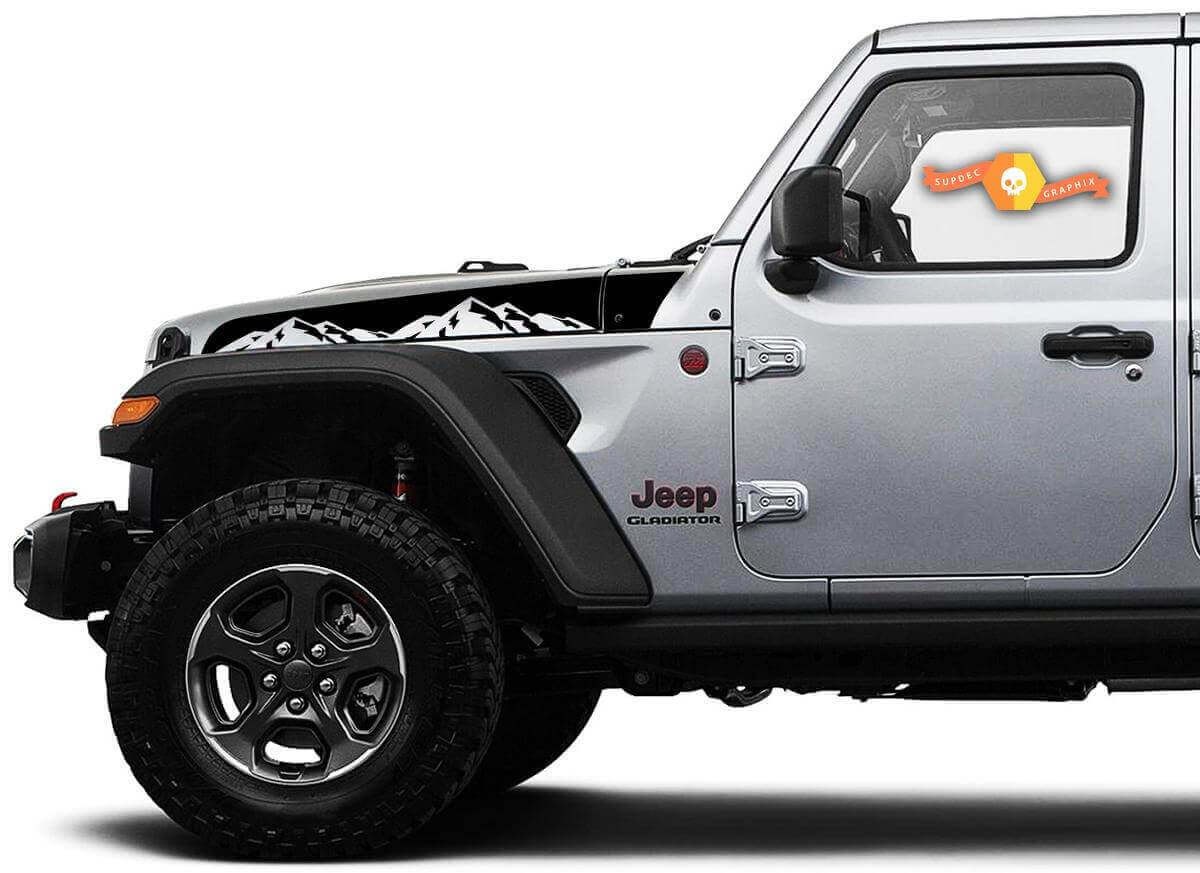 Mountain Haubenstreifen Vinyl-Aufkleber Paar für Jeep Wrangler & Gladiator