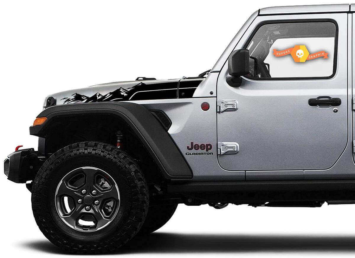 Mountain-Range-Haubenstreifen Vinyl-Aufkleber-Set für Jeep Wrangler Gladiator Rubicon