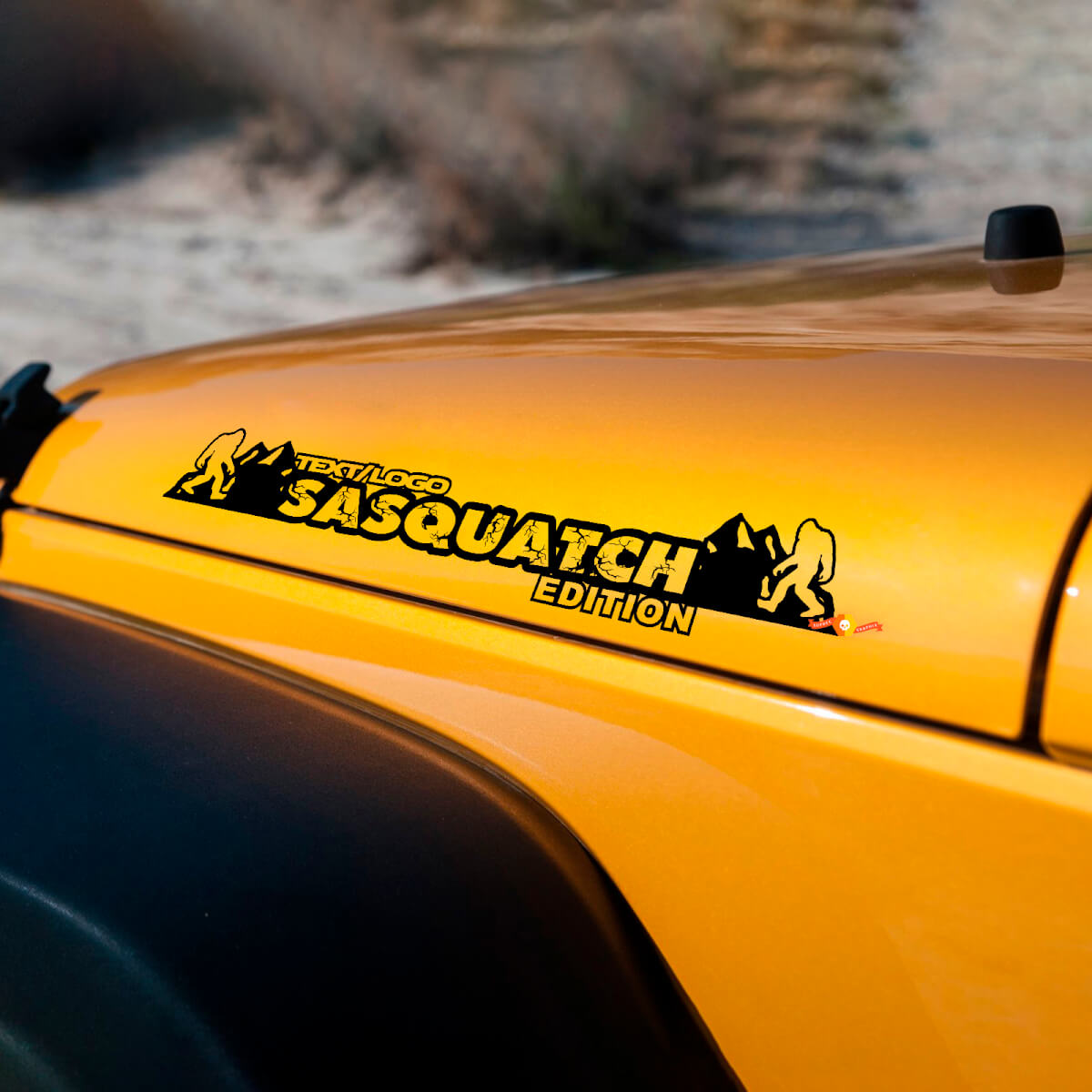 Sasquatch Mountains Custom Text Haubenaufkleber Decals für Jeep Wrangler JL JK TJ YJ