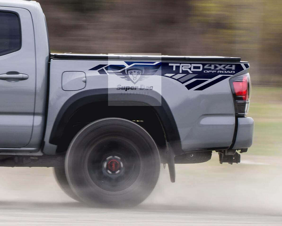 TRD 4x4 Offroad Geometrische Seitenbetthaftaufkleber aus Vinyl für Toyota Tacoma Tundra