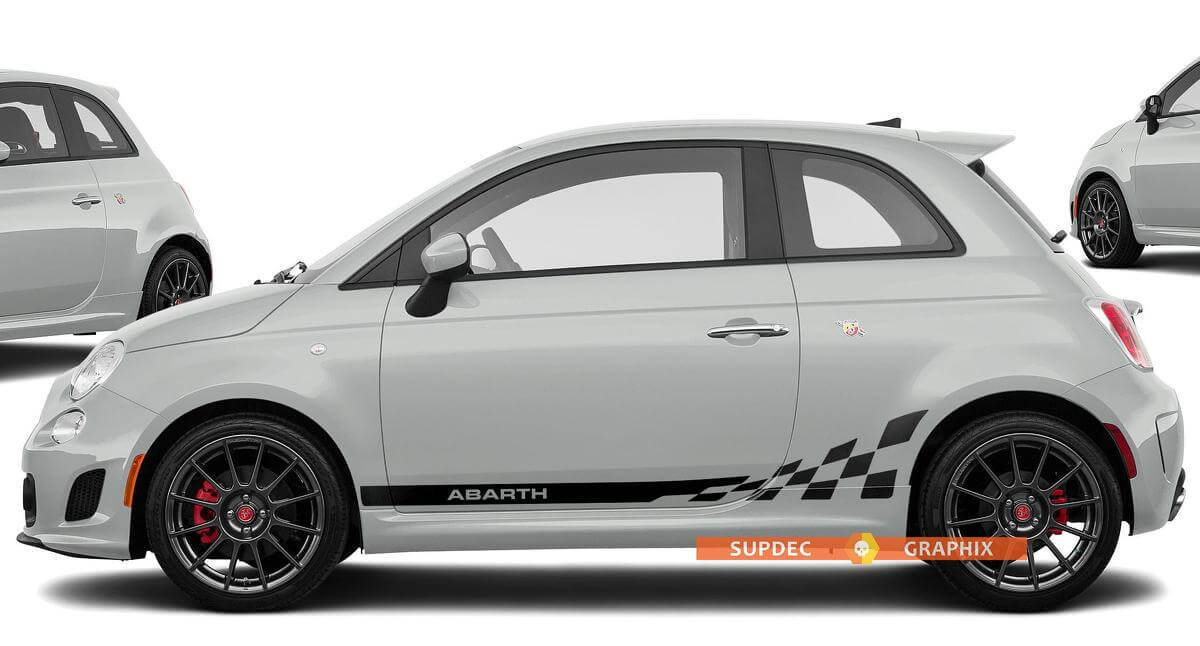 Fiat 500 ABARTH Logo Checkered Flag Aufkleber Aufkleber seitliche Grafikstreifen
