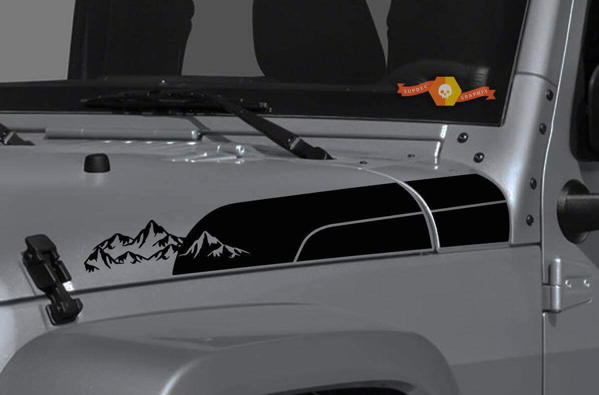 Mountains Hauben-Seitenvinyl-Aufkleberset für Jeep Wrangler Gladiator