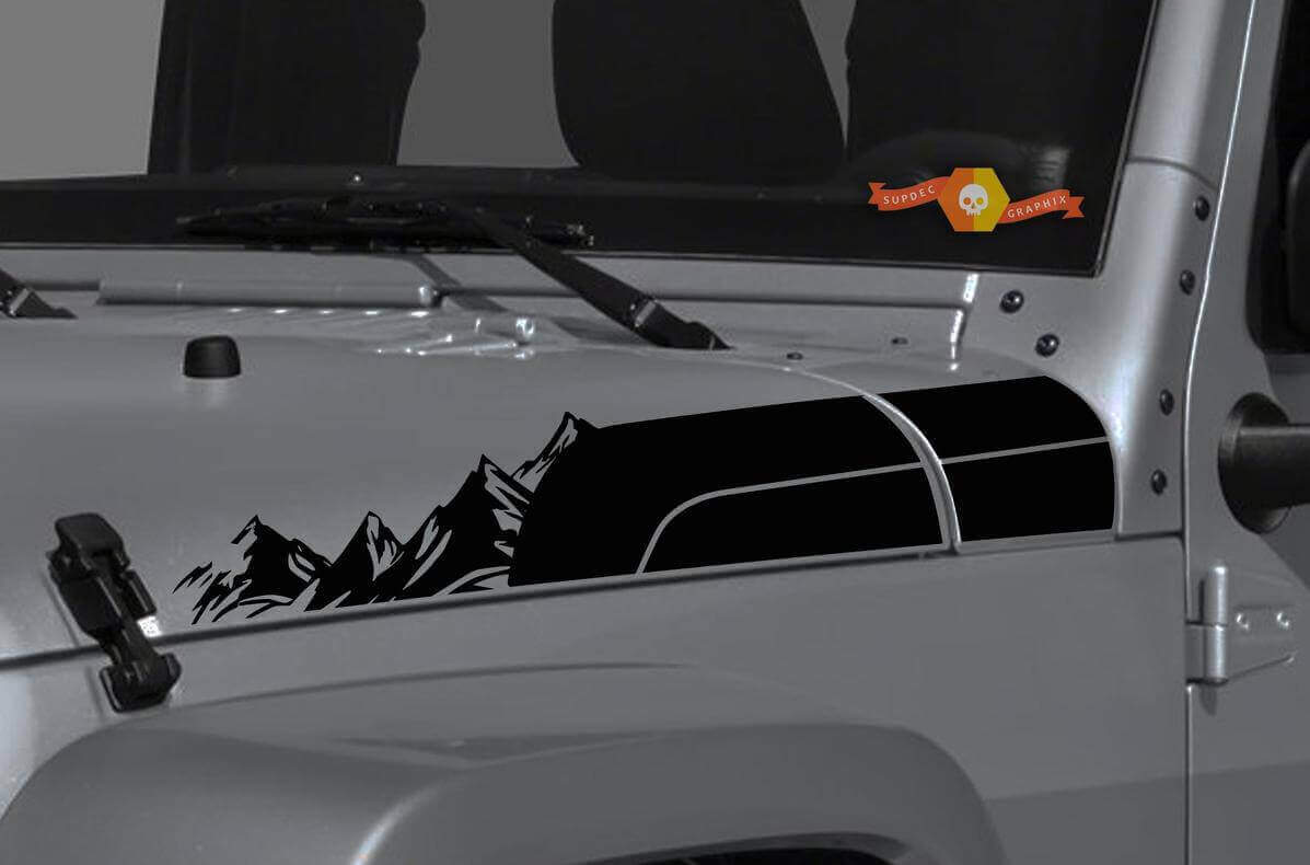 Mountain Style Motorhauben-Seitenstreifen Vinyl-Aufkleber-Kit für Jeep Wrangler Gladiator
