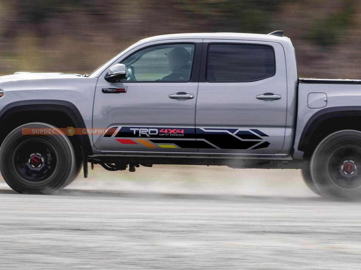 Vintage TRD 4x4 PRO Sport Off Road Rocker Panel Side Vinyl Aufkleber Aufkleber passend für Toyota Tacoma 13-2020 oder Tundra 13-2024
