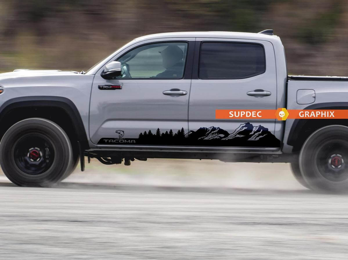 Mountains Trees and Trout Seiten-Vinyl-Aufkleber für Toyota Tacoma
