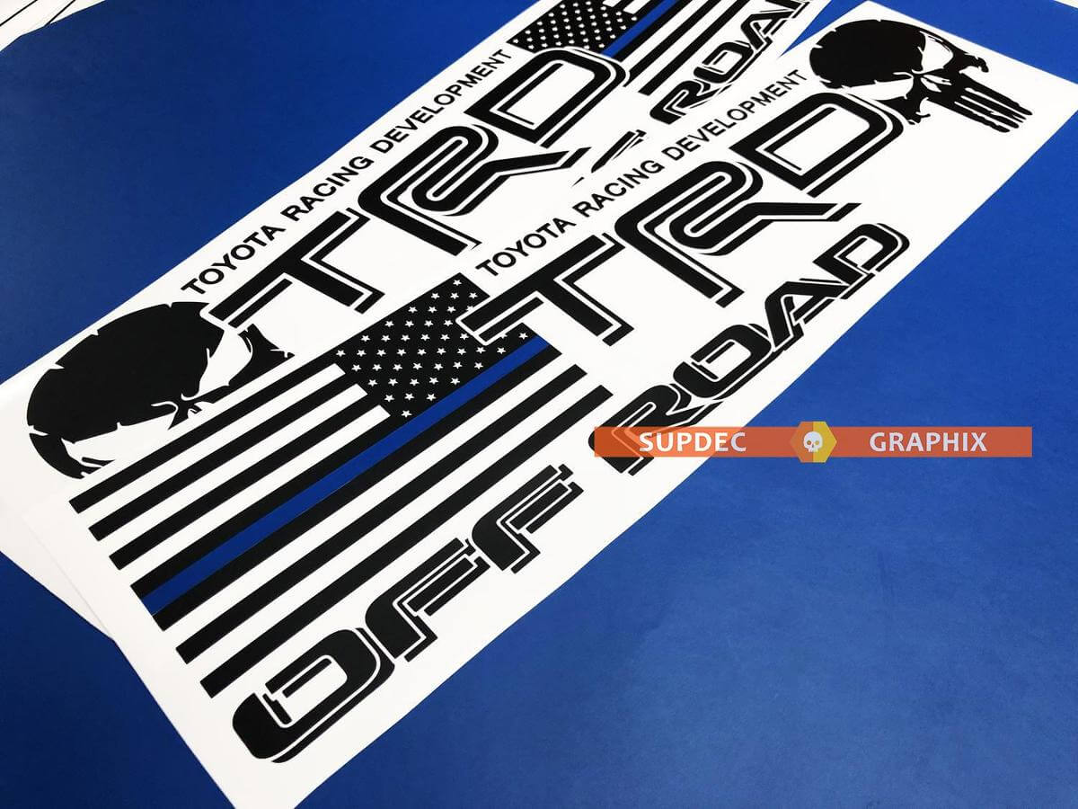 TRD-Stil USA Flaggen Punisher Schädel Vinyl-Aufkleber Kit für Toyota Tacoma Tundra FJ Cruiser