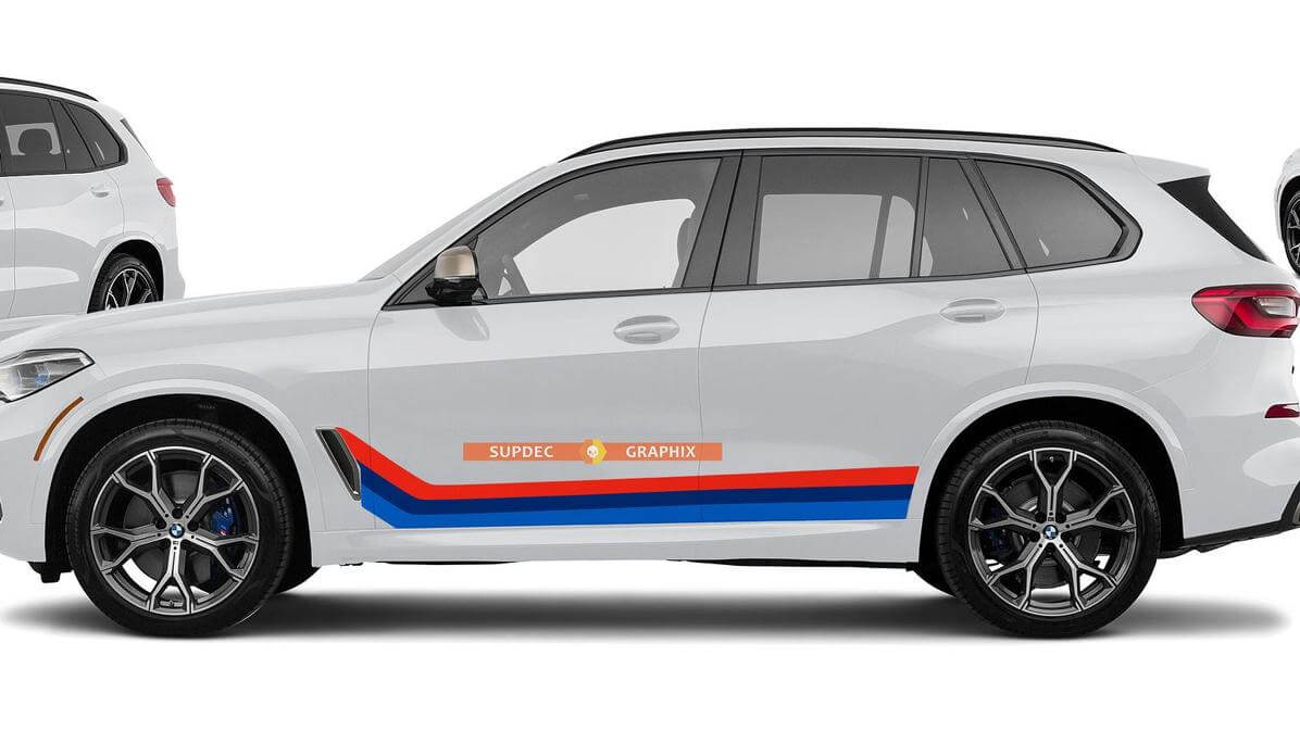 M Farben Vinylstreifen für BMW x5 M50 G05 Monochromstil und Deutsch über Ihre Wahl
