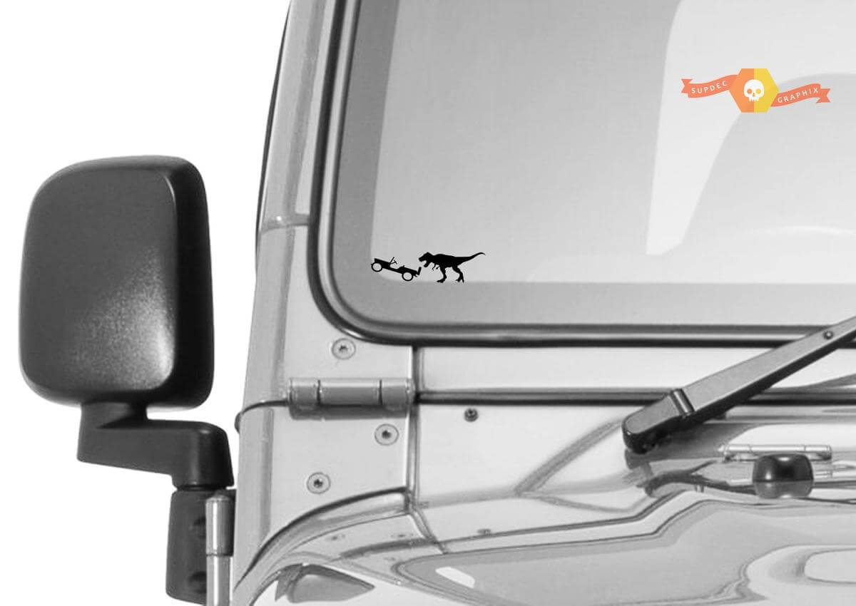 T-Rex Dinosaur Windschutzscheiben-Osterei Vinylaufkleber für Jeep Wrangler