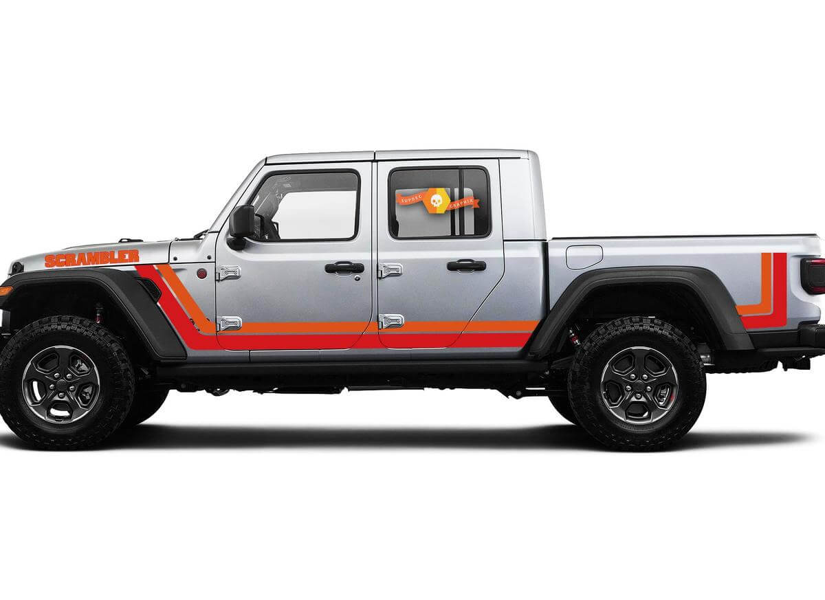 Scrambler Vintage Seitenstreifen Vinyl-Aufkleber-Set für Jeep Gladiator