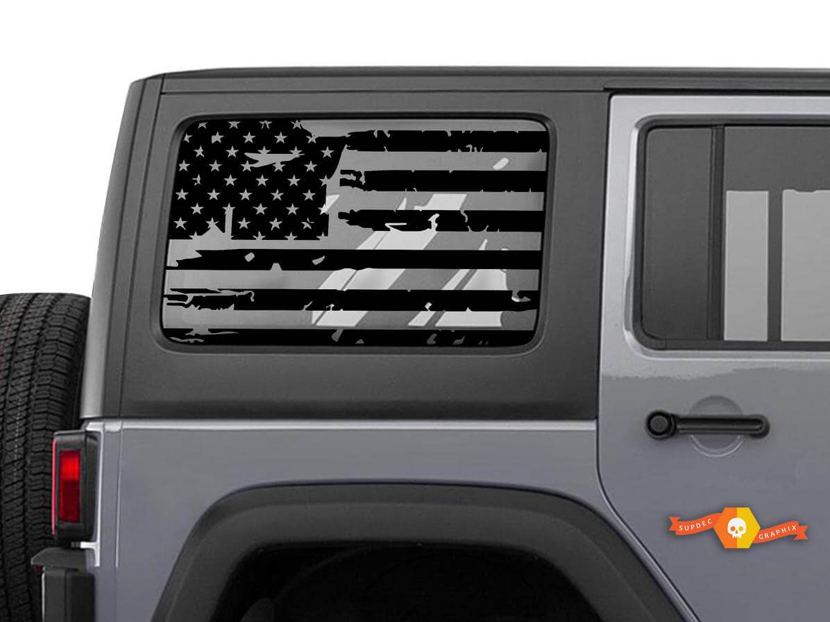 Zerfetzter USA-Flagge Heckseitenfenster Vinyl-Aufkleber für Jeep Wrangler