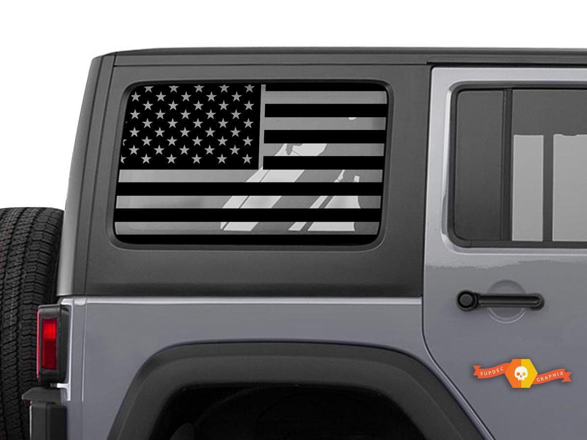Vinylaufkleber mit amerikanischer Flagge für Hardtop-Seitenfenster des Jeep Wrangler