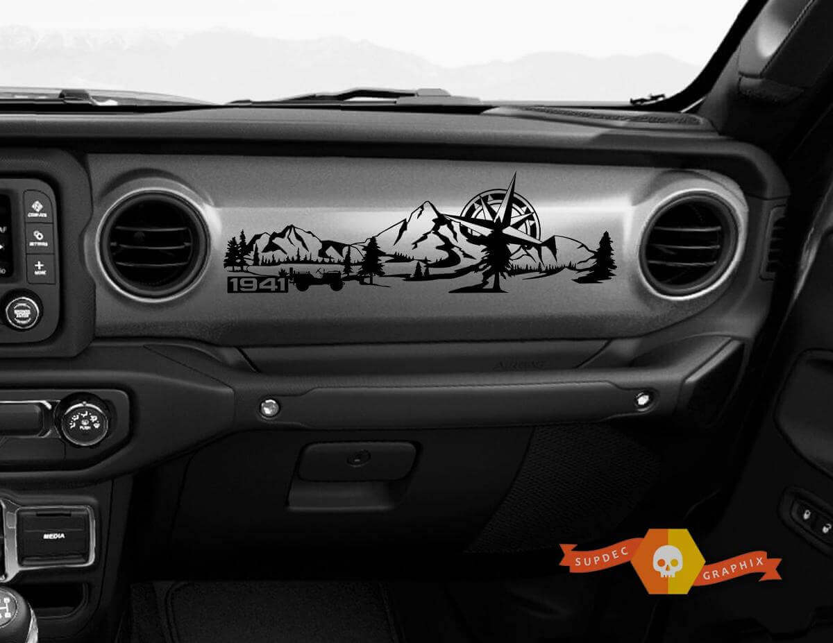 Mountain 1941 Kompass Armaturenbrett Vinylaufkleber für Jeep Wrangler Gladiator