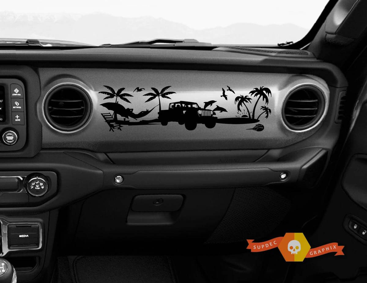 Armaturenbrett Strandmotiv Vinyl-Aufkleber Decal für Jeep JT Rubicon Gladiator