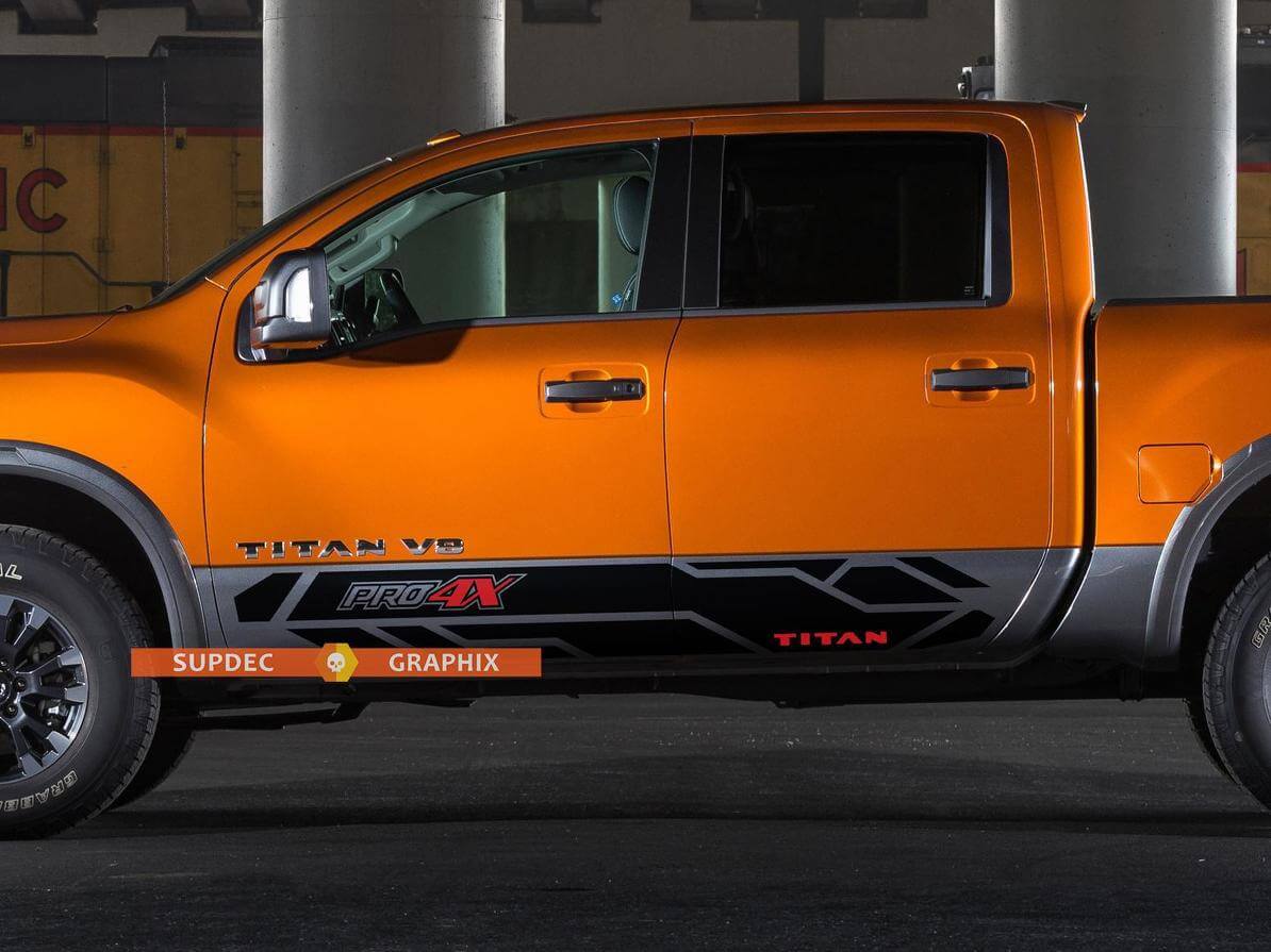 Paar Pro 4X Titan Bettseiten-Vinyl-Aufkleber-Aufkleber-Kit für Nissan Titan 2015–2020

