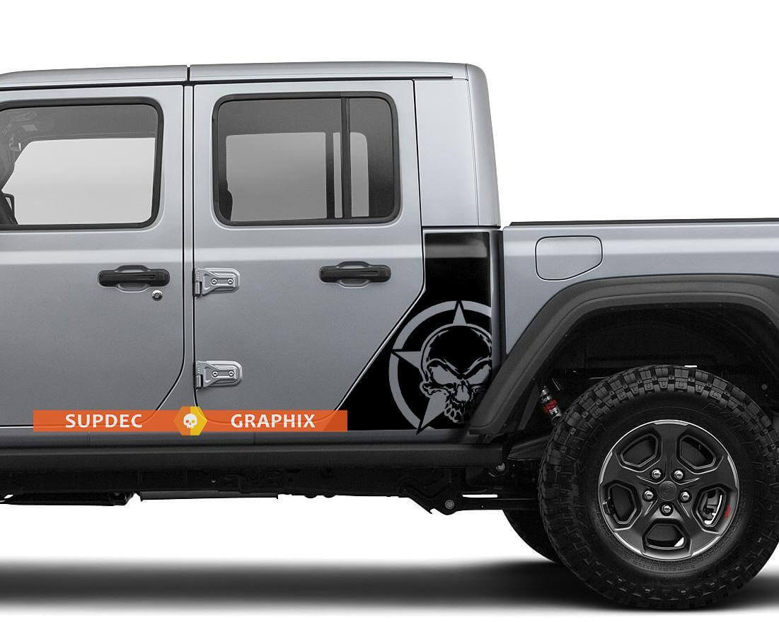 Jeep Gladiator Side Flag Skull Star Vinyl Aufkleber Factory Style Body Vinyl Graphic Stripes Kit 2018-2021
