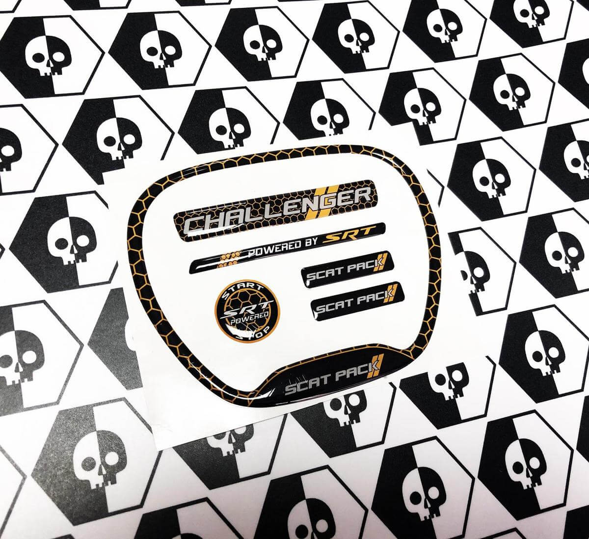 Honeycomb Scat Pack Style Innenraum gewölbtes Aufkleber-Set für Dodge Challenger 2015+