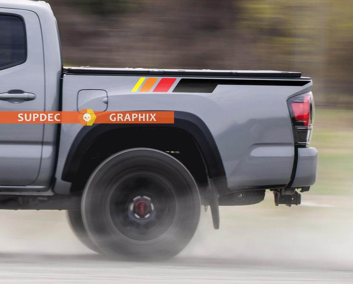 Retro-Stil Nachttisch-Streifen Vinyl-Aufkleber-Set für Toyota Tacoma 2016-2020
