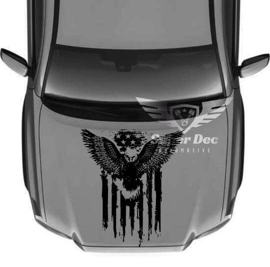 Bald Eagle Vintage US-Flaggen-Motorhauben-Vinylaufkleber für Toyota Tacoma Tundra