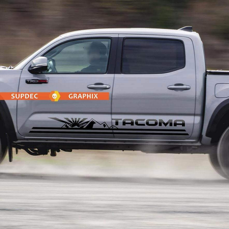 Mountains Rising Sun Seitenstreifen Vinyl-Aufkleberset für Toyota Tacoma
