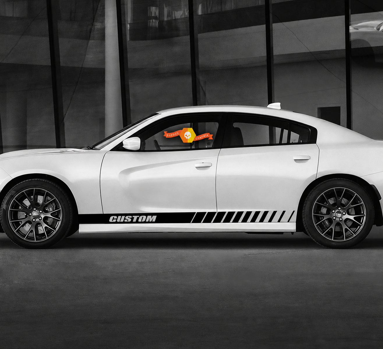 CUSTOM Block Slash Streifen Paar Schweller Vinyl Aufkleber Sticker für Dodge Charger 2011-2020