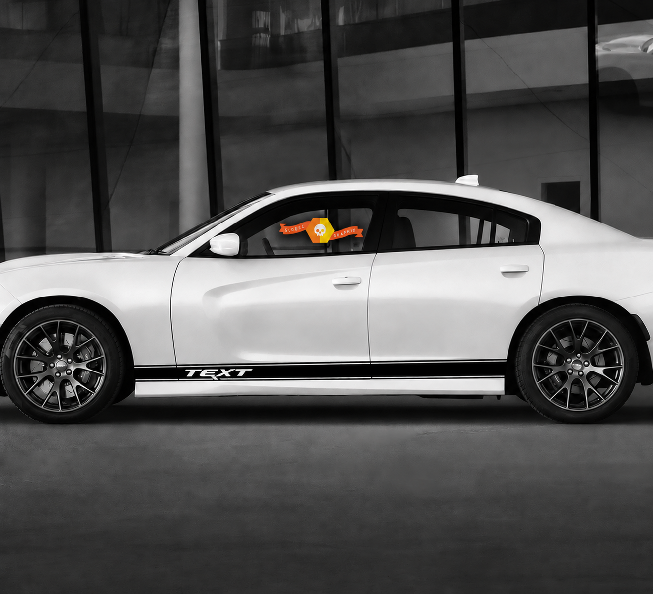 Daytona Hemi GT TEXT Stripe — Vinyl-Aufkleber (Schweller) für Dodge Charger 2011-2020