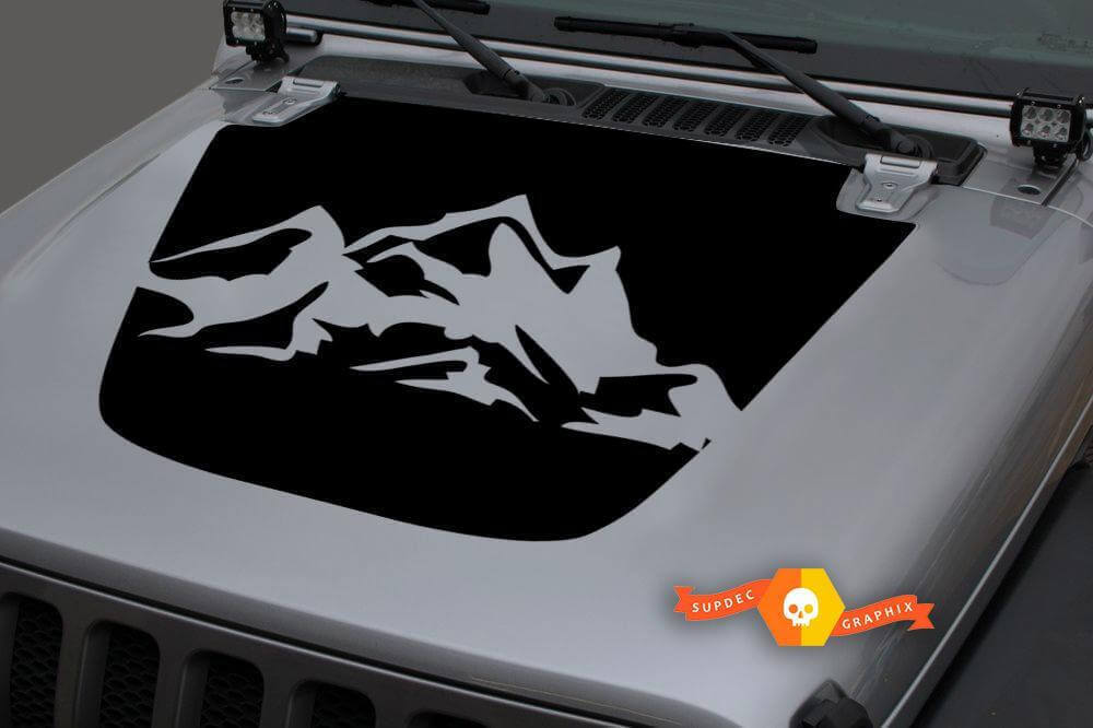 Mountains Hauben Vinyl Aufkleberset für Jeep Gladiator und Wrangler