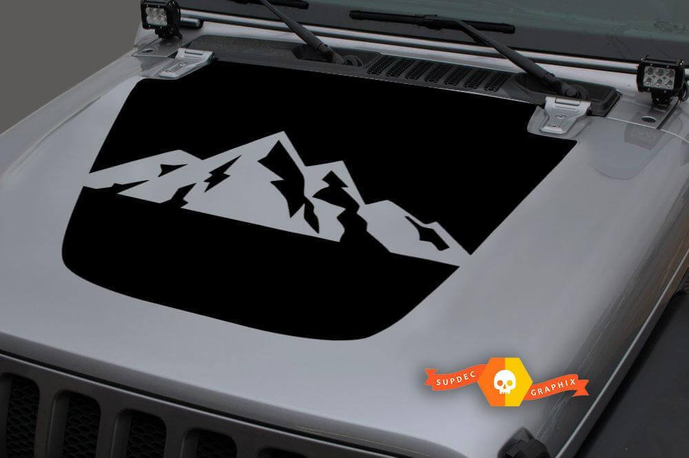Mountains Blackout Hauben Vinylaufkleber für Jeep Gladiator und Wrangler