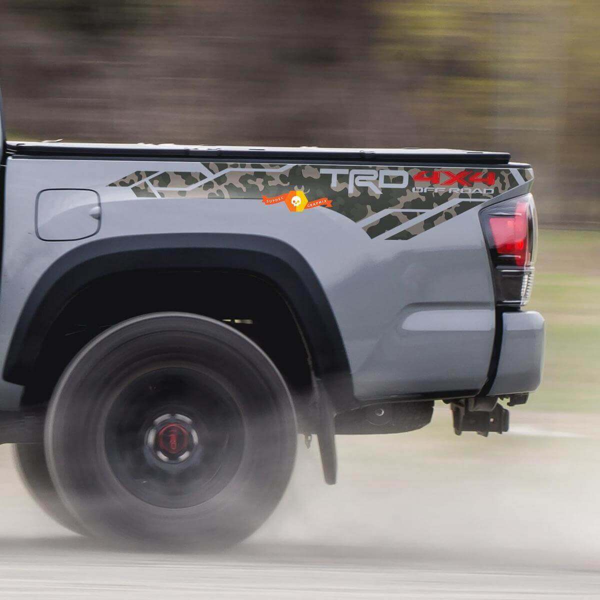 TRD 4x4 Offroad Camouflage-Stil Vinyl-Aufkleber für die Seitenwand des Ladebetts für Toyota Tacoma 2013-2020