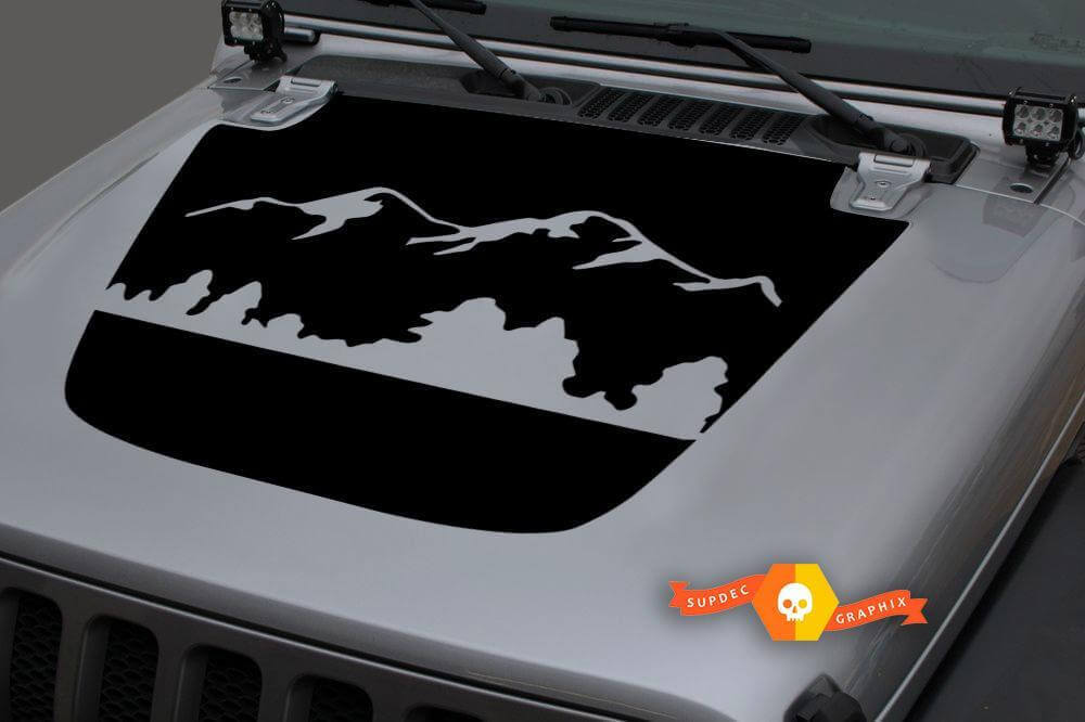 Mountain Forest Hauben-Vinylaufkleber für Jeep Gladiator JT Wrangler JL JLU