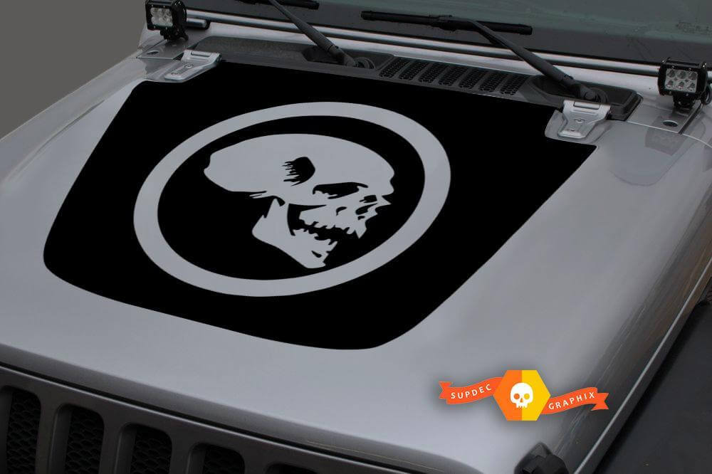 Jeep 2018–2021 Gladiator JT Wrangler JL JLU Motorhaube Schädel Vinyl Aufkleber Aufkleber Grafik
