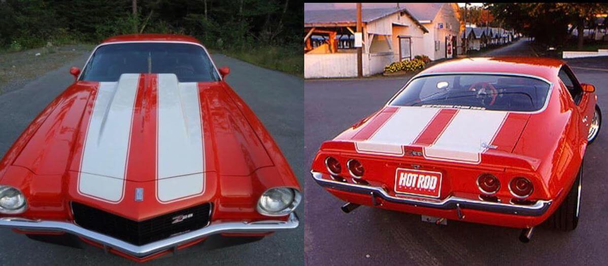 Vinyl-Aufkleber-Set mit Doppelstreifen für Motorhaube und Kofferraum für Chevrolet Camaro Z28 1970-73