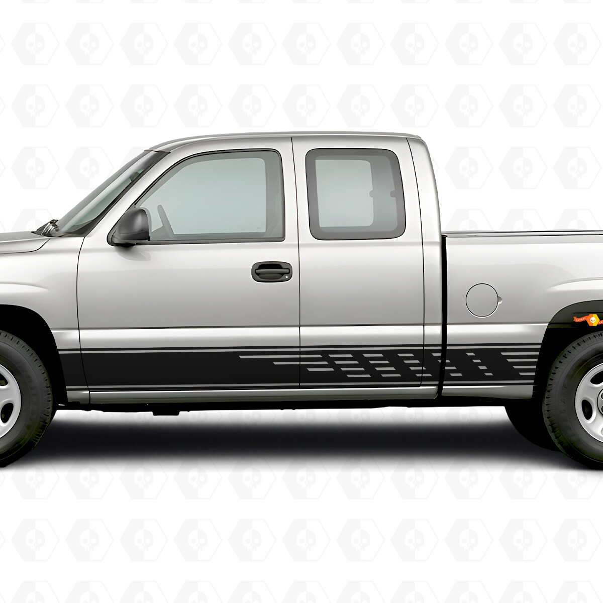 Versetzte Schlitz-Tür- & Schweller-Vinylstreifen für Chevrolet Silverado 1500 GMT800 1999-2007