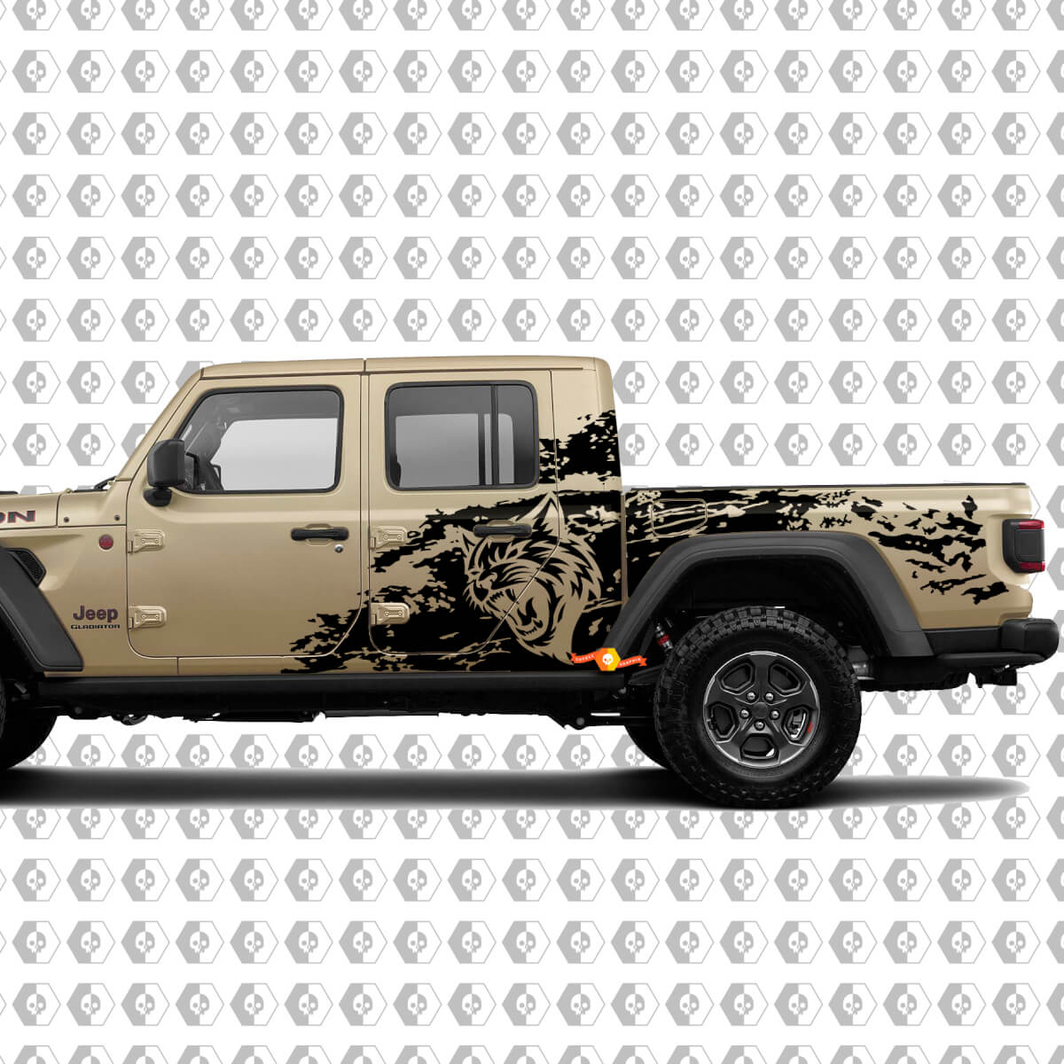 Hell Cat Wild Style Splash Grunge Bedside Vinyl-Aufkleber Decal Grafik für Jeep Gladiator