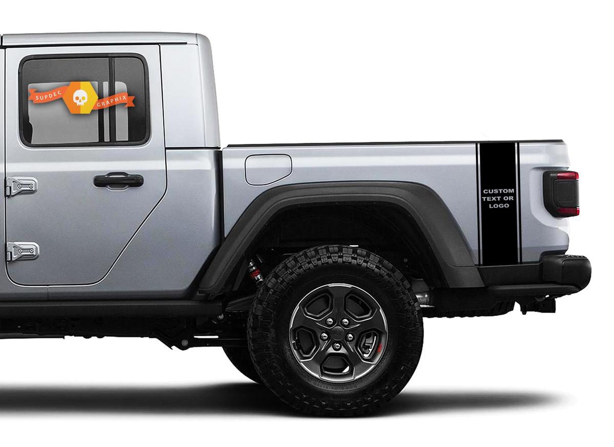2 Jeep Gladiator 2020 JT Bumble Bee Style Tail Stripe Custom Text Vinyl Graphics Decals Aufkleber
