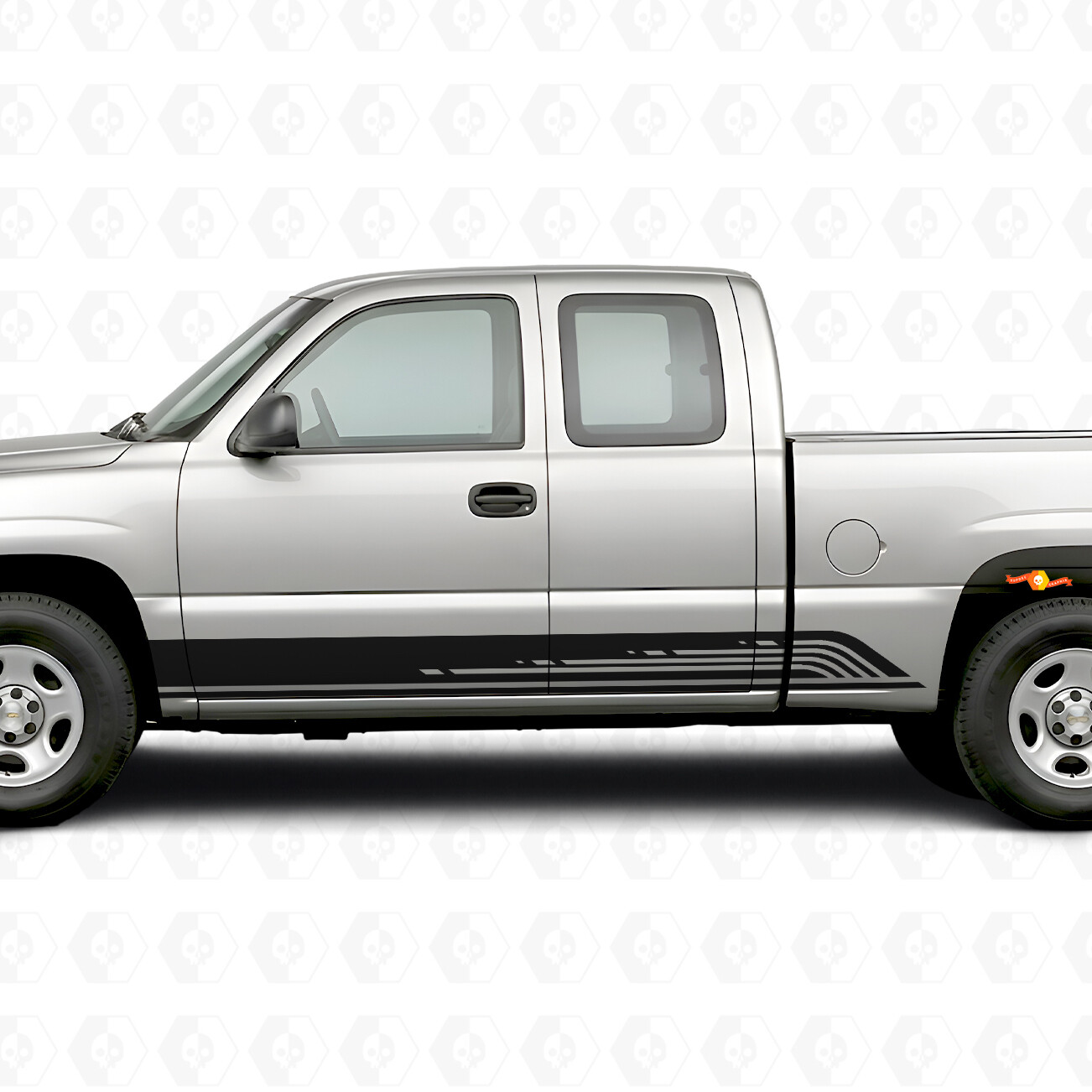 Parallele Kontur Tür- & Seitenschweller-Vinylstreifen für Chevrolet Silverado 1500 GMT800 1999-2007
