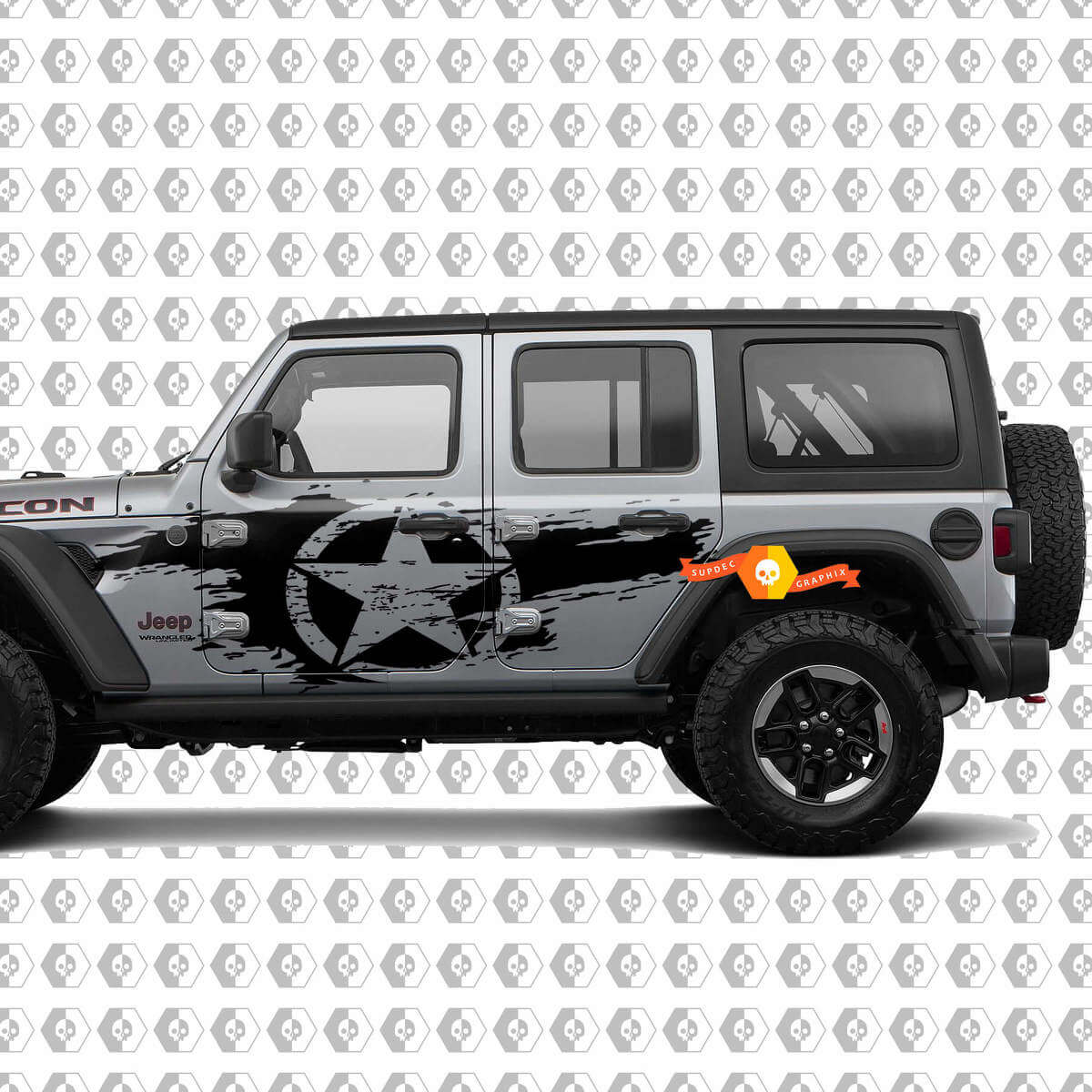 Vinyl-Aufkleber-Set mit Used-Look Stern für Jeep Wrangler Unlimited JL
